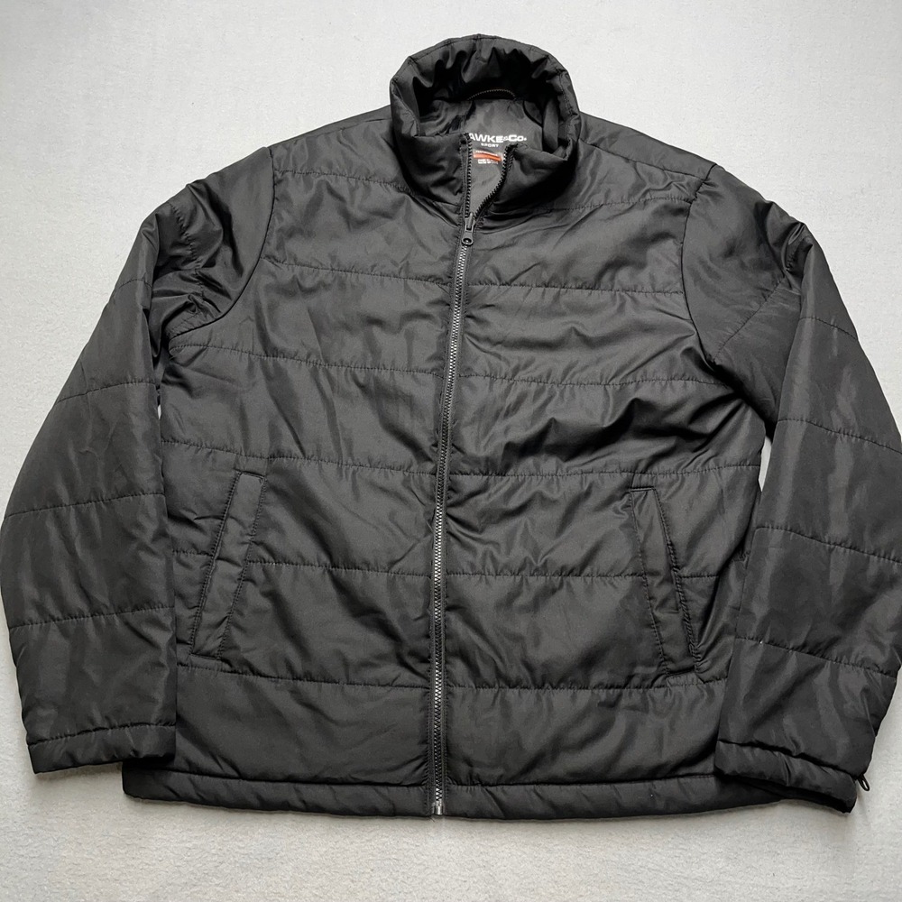 HAWKE & CO SPORT Men's PufferJacket Black Full Zip Thermal‎ Insulation Size L